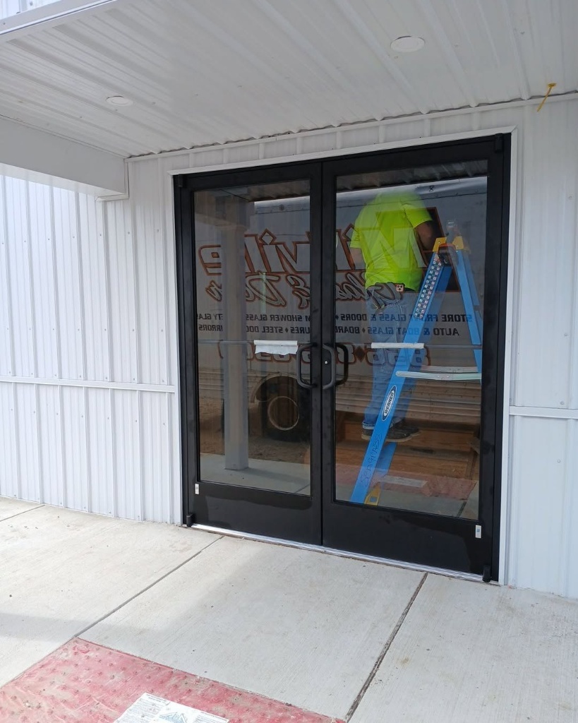 Millville Glass and Door team on a commercial installation project
