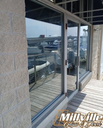 Commercial storefront at waterfront building