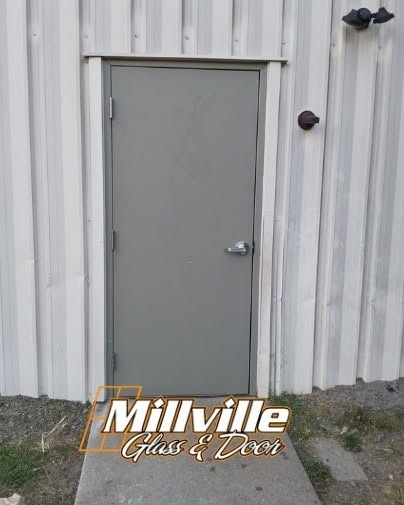 Commercial steel door installed